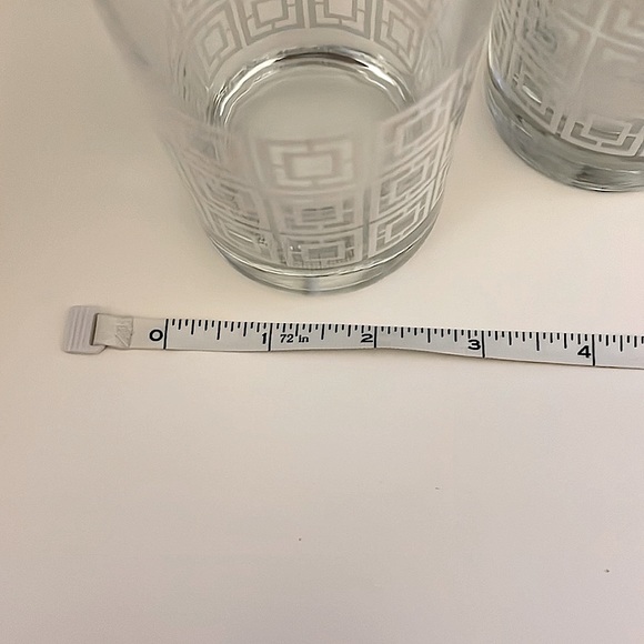 MCM glass tumblers with white geometric design, set of 6. Excellent condition! - Picture 5 of 6